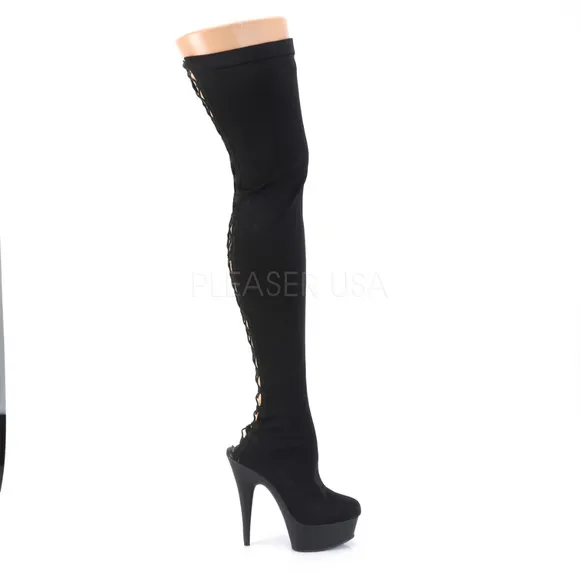Platform Lace Up Back Heel Thigh High Boots