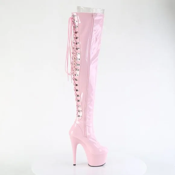Platform Lace Up Back High Heel Thigh High Boots