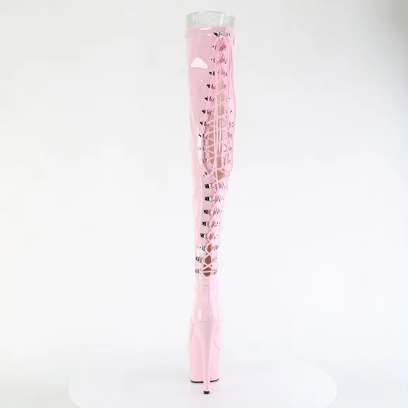 Platform Lace Up Back High Heel Thigh High Boots