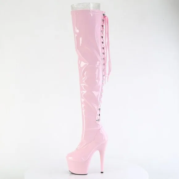 Platform Lace Up Back High Heel Thigh High Boots