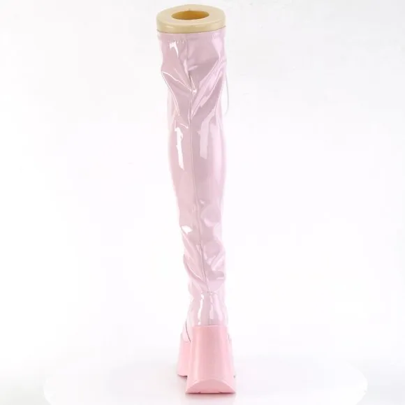 Platform Star Wedge Gothic Lace Up Thigh High Boots
