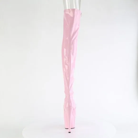 Platform Stretch Hologram Heel Thigh High Boots