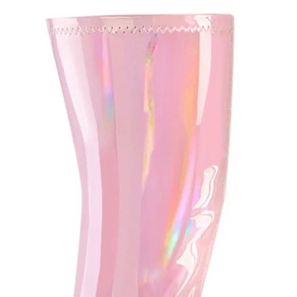 Platform Stretch Hologram Heel Thigh High Boots