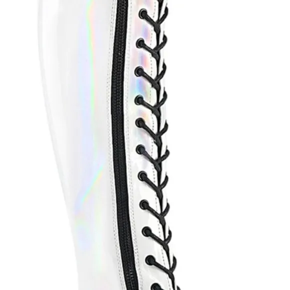 Platform Wedge Gothic Lace Up Thigh High Boots