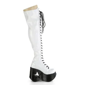 Platform Wedge Gothic Lace Up Thigh High Boots