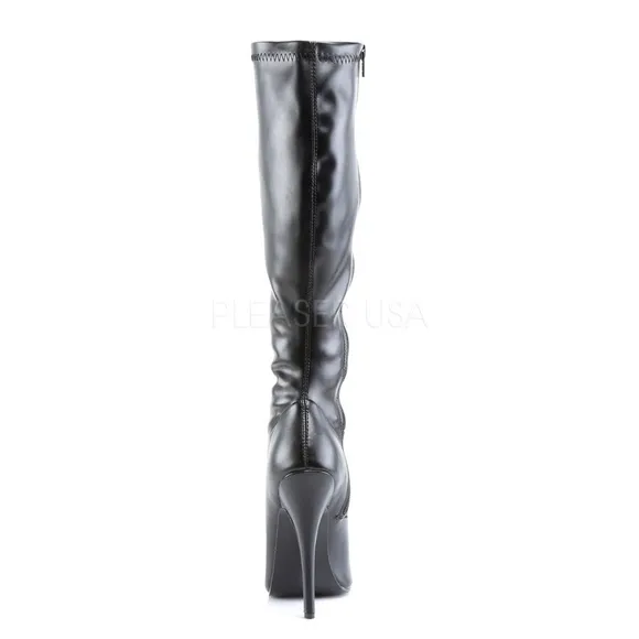 Pointy Toe Stretch Knee High Heel Boots