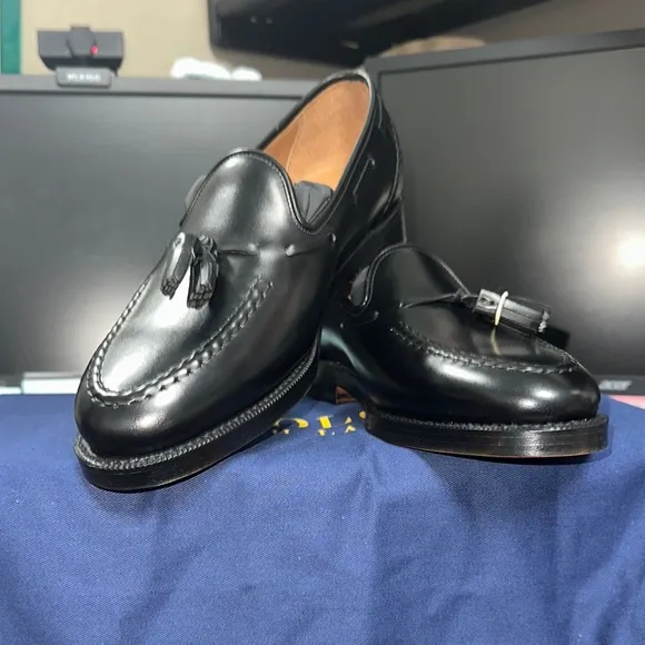 Polo by Ralph Lauren Black Calf Leather Loafers with Tassels