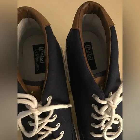 Polo By Ralph Lauren men blue canvas leather High top sneaker size 12 medium