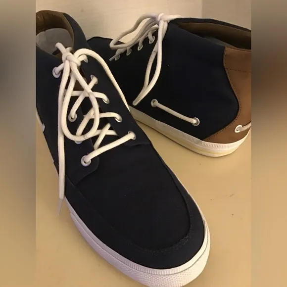 Polo By Ralph Lauren men blue canvas leather High top sneaker size 12 medium