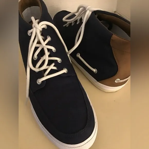 Polo By Ralph Lauren men blue canvas leather High top sneaker size 12 medium