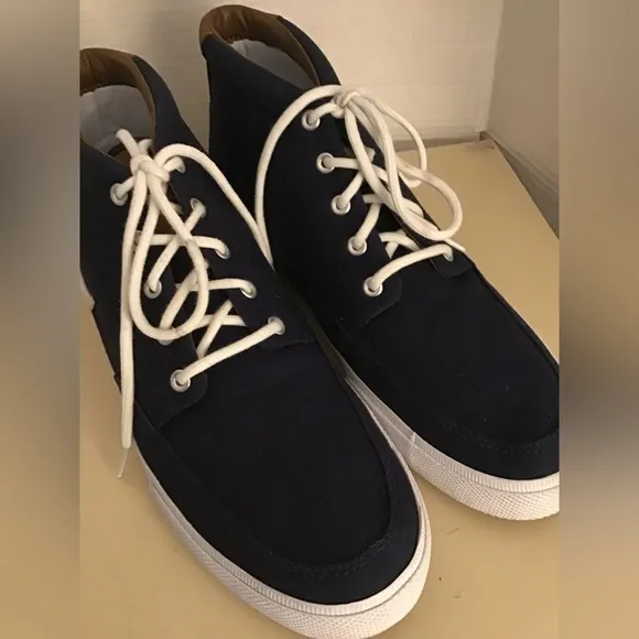 Polo By Ralph Lauren men blue canvas leather High top sneaker size 12 medium