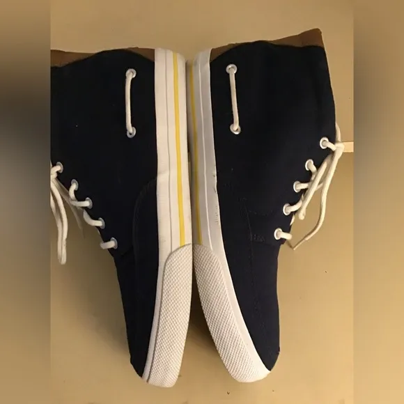 Polo By Ralph Lauren men blue canvas leather High top sneaker size 12 medium