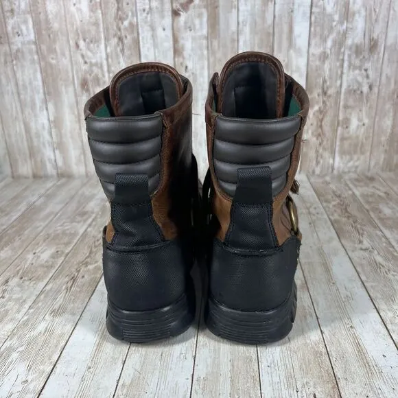Polo Ralph Lauren Conquest Hi III Leather Boots Brown Harness Combat Boots‎ 12D