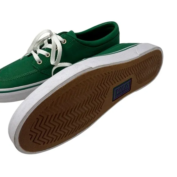Polo Ralph Lauren Faxon X Men’s Size 9 Green White Canvas Sneakers Shoes New