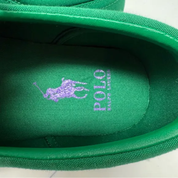 Polo Ralph Lauren Faxon X Men’s Size 9 Green White Canvas Sneakers Shoes New
