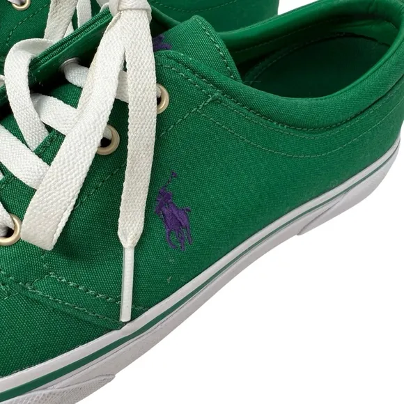Polo Ralph Lauren Faxon X Men’s Size 9 Green White Canvas Sneakers Shoes New
