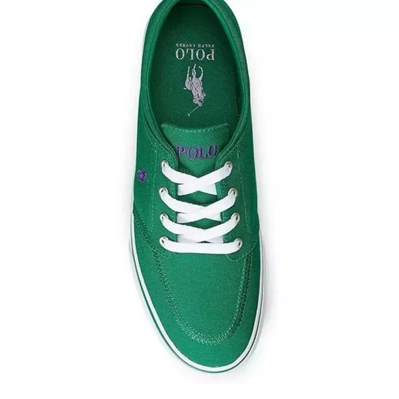 Polo Ralph Lauren Faxon X Men’s Size 9 Green White Canvas Sneakers Shoes New