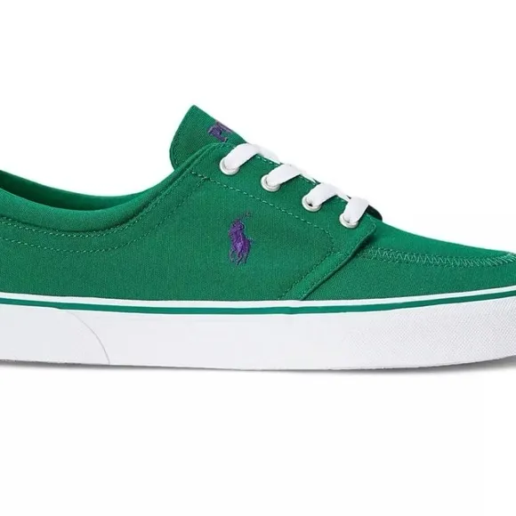 Polo Ralph Lauren Faxon X Men’s Size 9 Green White Canvas Sneakers Shoes New