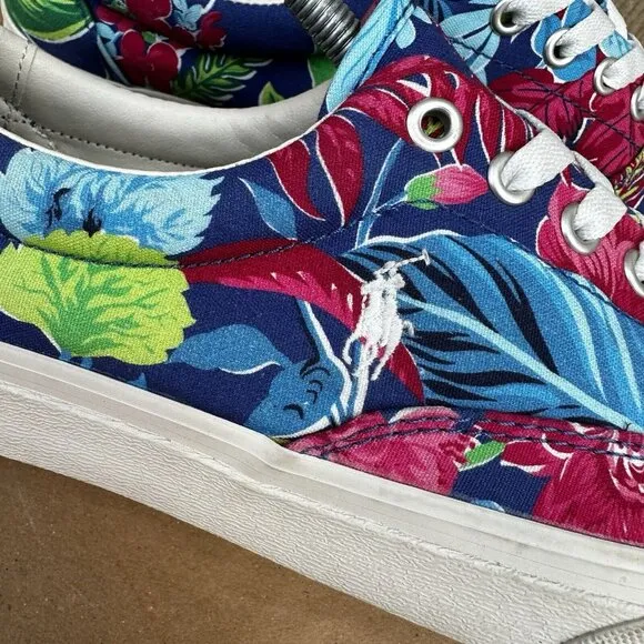 Polo Ralph Lauren Keaton Sneakers Tropical Floral Cruise Pony Men’s Size 9.5