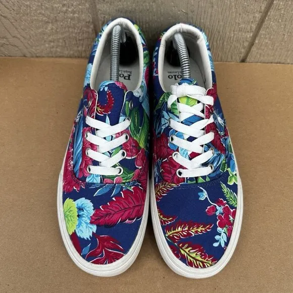 Polo Ralph Lauren Keaton Sneakers Tropical Floral Cruise Pony Men’s Size 9.5