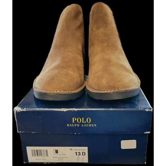 Polo Ralph Lauren Men Talan Chelsea Boots Size US 13D Desert Tan Brown Suede