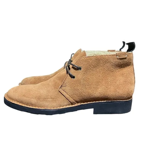 Polo Ralph Lauren Mens 12 Teak Tan Suede Polar Fleece Talan Chukka Boots Lace Up
