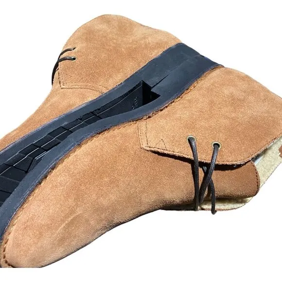 Polo Ralph Lauren Mens 12 Teak Tan Suede Polar Fleece Talan Chukka Boots Lace Up