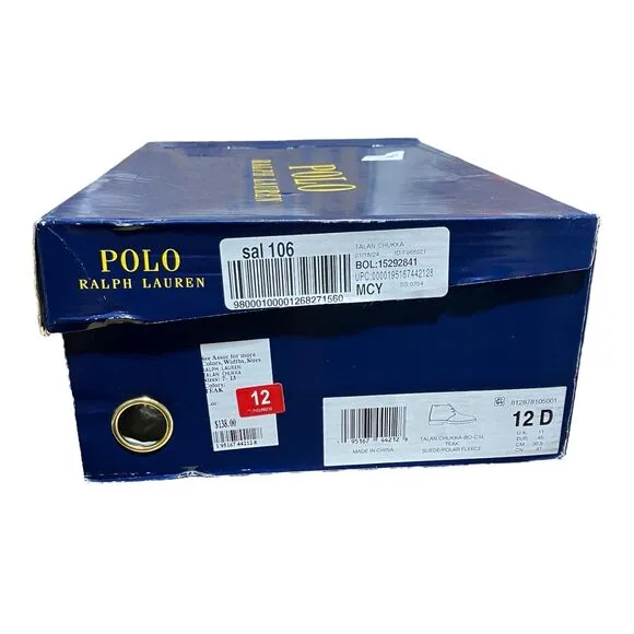Polo Ralph Lauren Mens 12 Teak Tan Suede Polar Fleece Talan Chukka Boots Lace Up