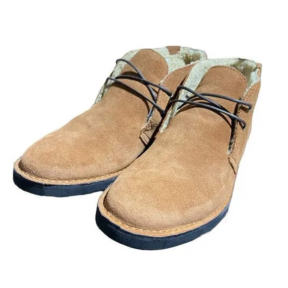 Polo Ralph Lauren Mens 12 Teak Tan Suede Polar Fleece Talan Chukka Boots Lace Up