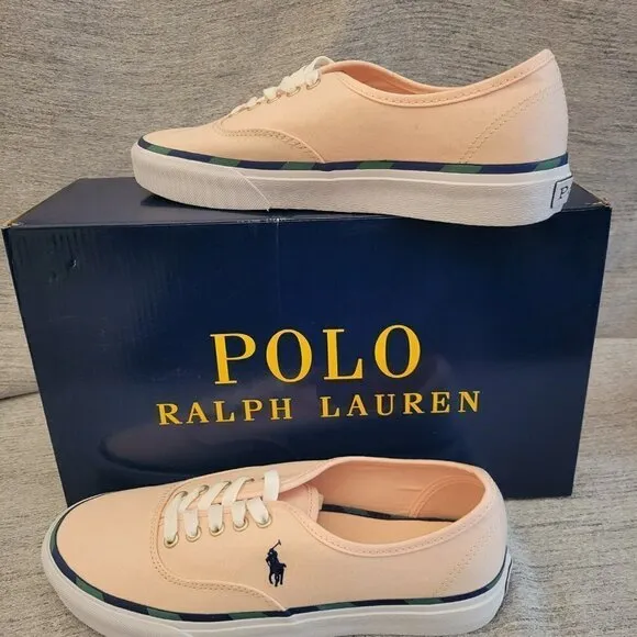 Polo Ralph Lauren Men's Keaton Leather-Trim Canvas Sneakers - Carmel Pink