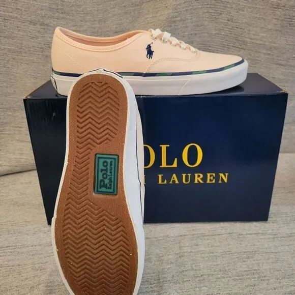 Polo Ralph Lauren Men's Keaton Leather-Trim Canvas Sneakers - Carmel Pink