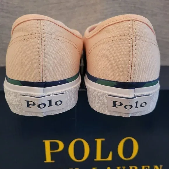 Polo Ralph Lauren Men's Keaton Leather-Trim Canvas Sneakers - Carmel Pink