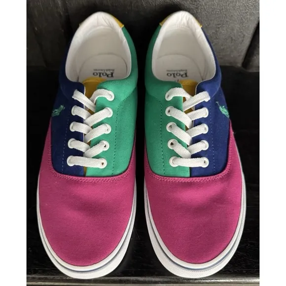 POLO RALPH LAUREN  Mens Keaton Pony Colorblock Canvas Sneakers US 10 D Multi