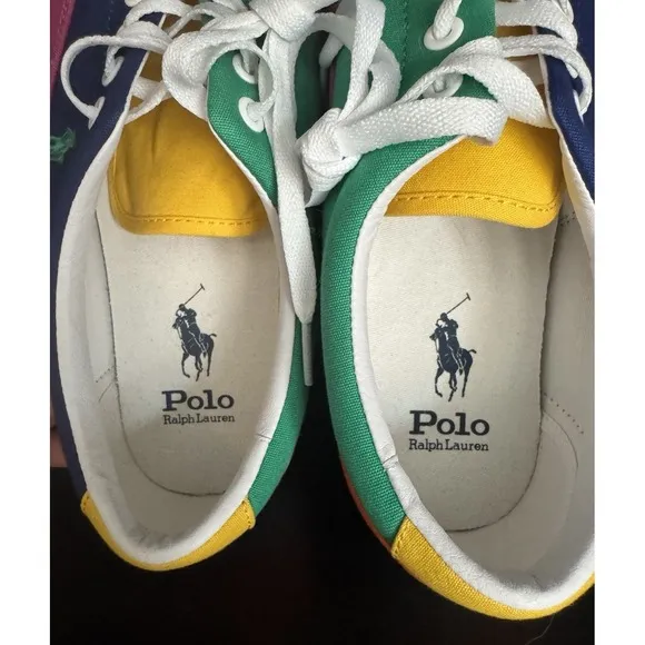 POLO RALPH LAUREN  Mens Keaton Pony Colorblock Canvas Sneakers US 10 D Multi