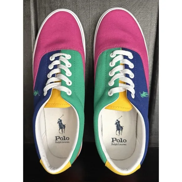 POLO RALPH LAUREN  Mens Keaton Pony Colorblock Canvas Sneakers US 10 D Multi