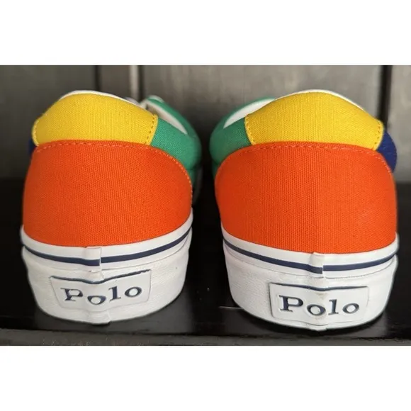 POLO RALPH LAUREN  Mens Keaton Pony Colorblock Canvas Sneakers US 10 D Multi