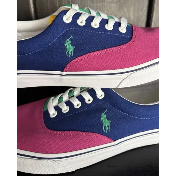 POLO RALPH LAUREN  Mens Keaton Pony Colorblock Canvas Sneakers US 10 D Multi