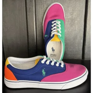 POLO RALPH LAUREN  Mens Keaton Pony Colorblock Canvas Sneakers US 10 D Multi