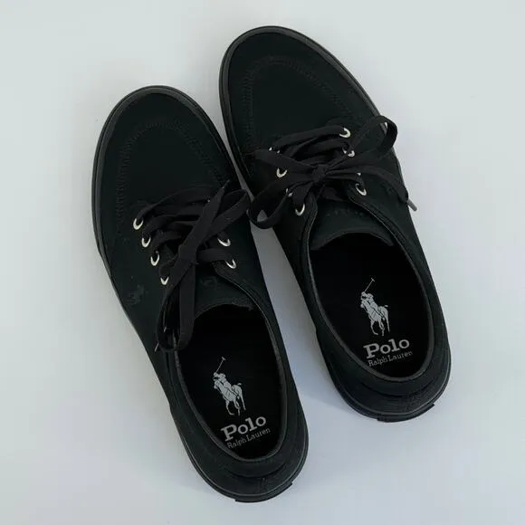 Polo Ralph Lauren Mens Sneakers 9 Black Faxon X Lace Up Low Top Casual Athletic