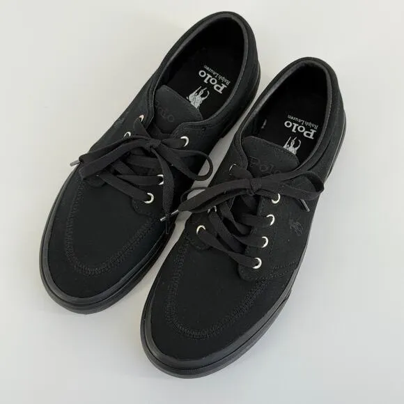 Polo Ralph Lauren Mens Sneakers 9 Black Faxon X Lace Up Low Top Casual Athletic
