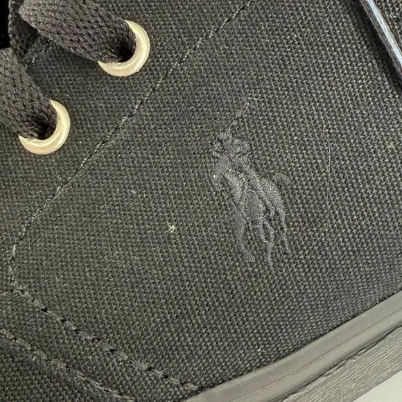 Polo Ralph Lauren Mens Sneakers 9 Black Faxon X Lace Up Low Top Casual Athletic