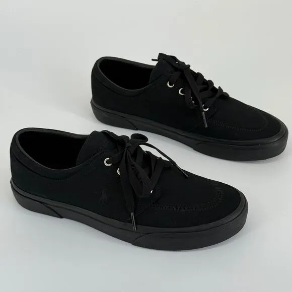 Polo Ralph Lauren Mens Sneakers 9 Black Faxon X Lace Up Low Top Casual Athletic