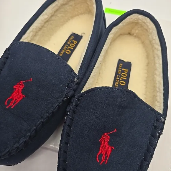 Polo Ralph Lauren Navy Dezi IV size 5 JUNIOR Loafers Slip On EUR 37 Fur NEW