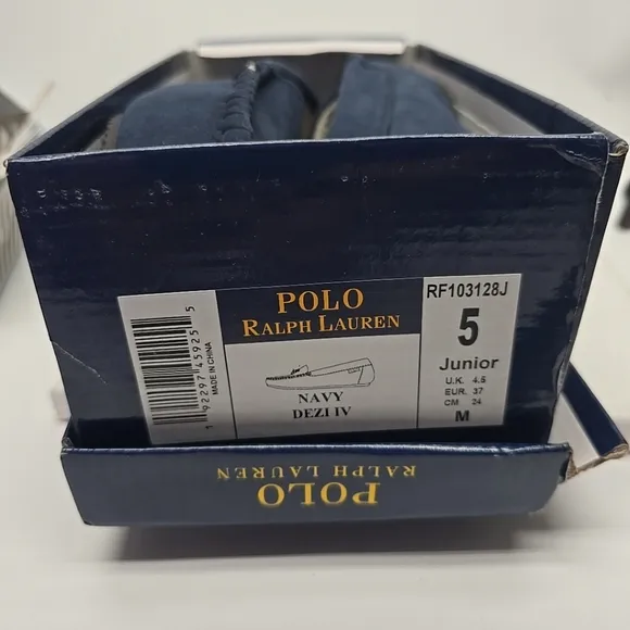 Polo Ralph Lauren Navy Dezi IV size 5 JUNIOR Loafers Slip On EUR 37 Fur NEW