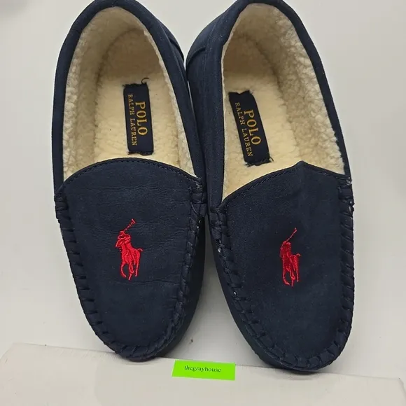 Polo Ralph Lauren Navy Dezi IV size 5 JUNIOR Loafers Slip On EUR 37 Fur NEW