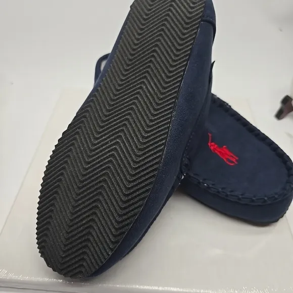 Polo Ralph Lauren Navy Dezi IV size 5 JUNIOR Loafers Slip On EUR 37 Fur NEW