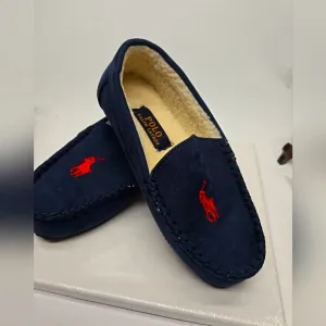 Polo Ralph Lauren Navy Dezi IV size 5 JUNIOR Loafers Slip On EUR 37 Fur NEW