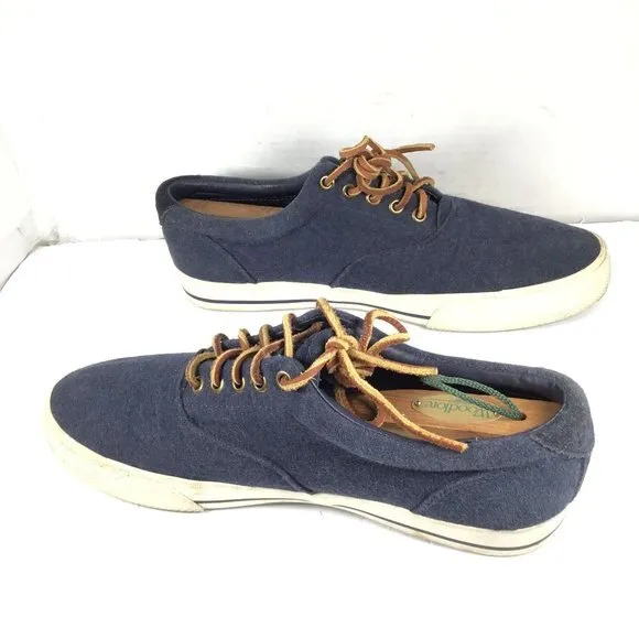 Polo Ralph Lauren Vaughn Men Canvas Sneakers Navy Blue Size 9.5