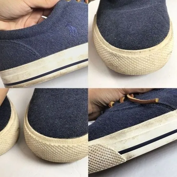Polo Ralph Lauren Vaughn Men Canvas Sneakers Navy Blue Size 9.5