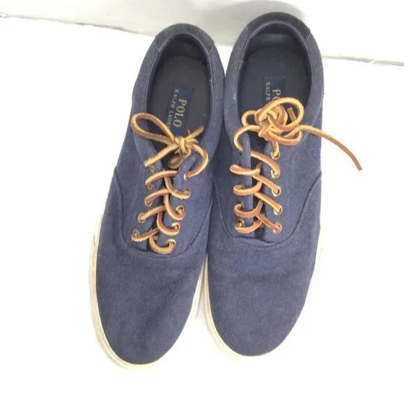 Polo Ralph Lauren Vaughn Men Canvas Sneakers Navy Blue Size 9.5